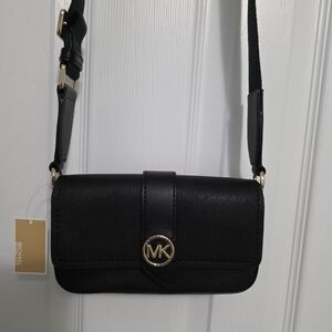 Michael Kors Black Crossbody Bag with Gold Hardware